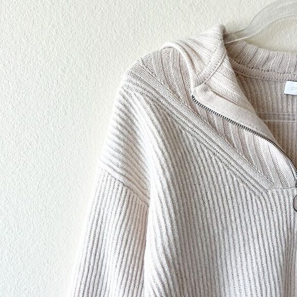 Jonathan Simkhai Lambs Wool And Cashmere Oversized Boxy Collared Cropped Sweater - Picture 3 of 12